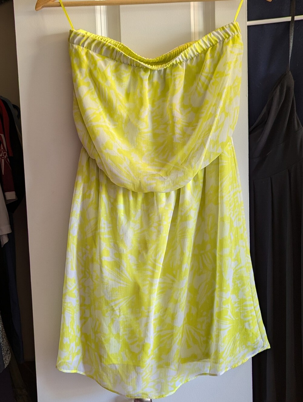 Express Yellow & White Strapless Summer Dress